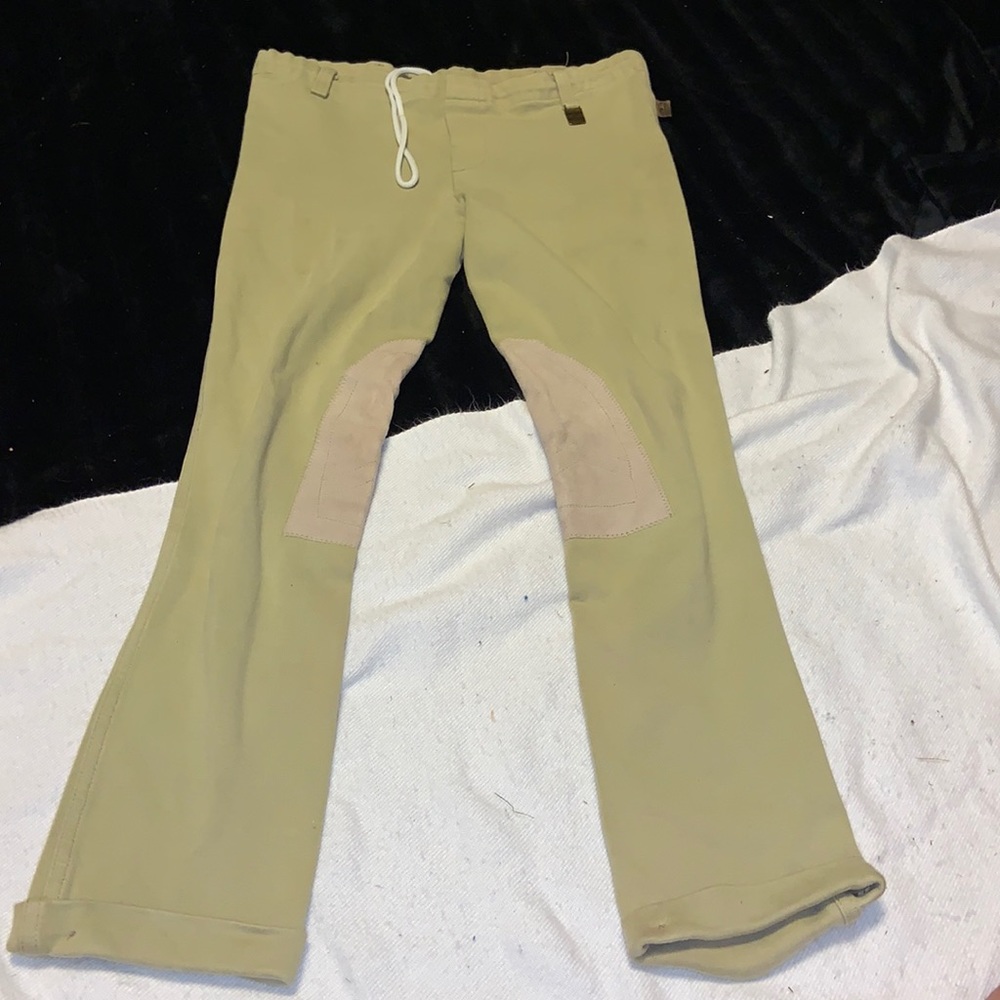 DevonAire USPC PONY CLUB JODS CHILD XL GREEN BEIGE